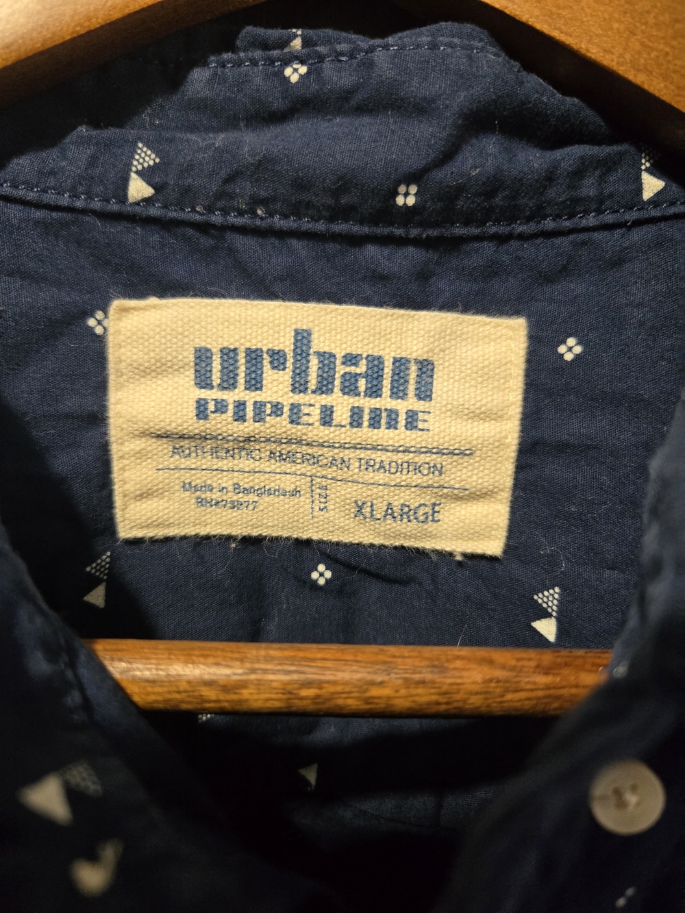 urban pipeline Navy Short-Sleeve Printed Button-Down Shirt Pocket Xlarge - Picture 7 of 9